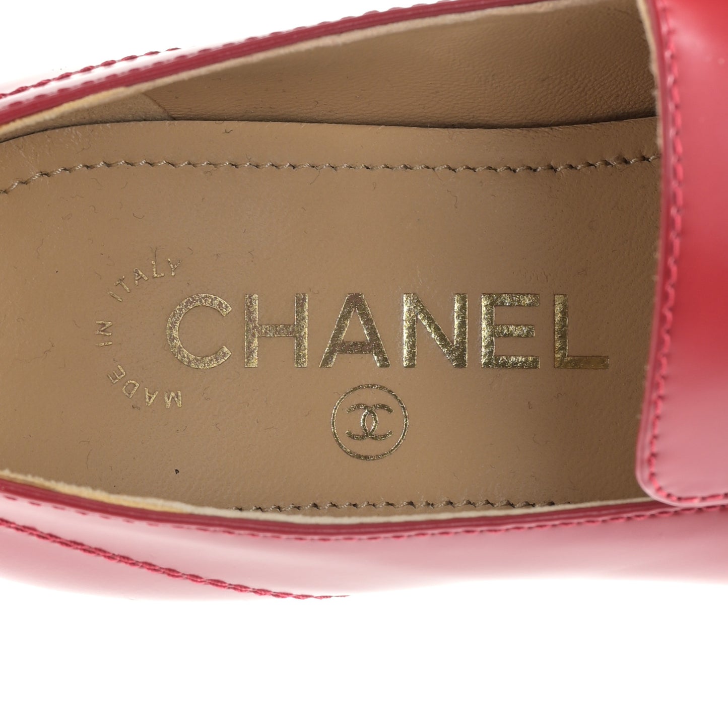 Shiny Calfskin Logo Loafers 36.5 Red
