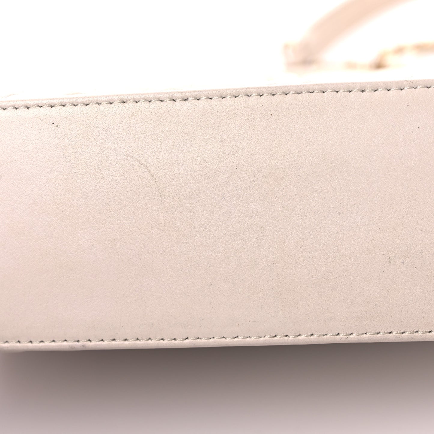 Aged Calfskin Chevron Quilted Mini Coco Handle Flap Ivory