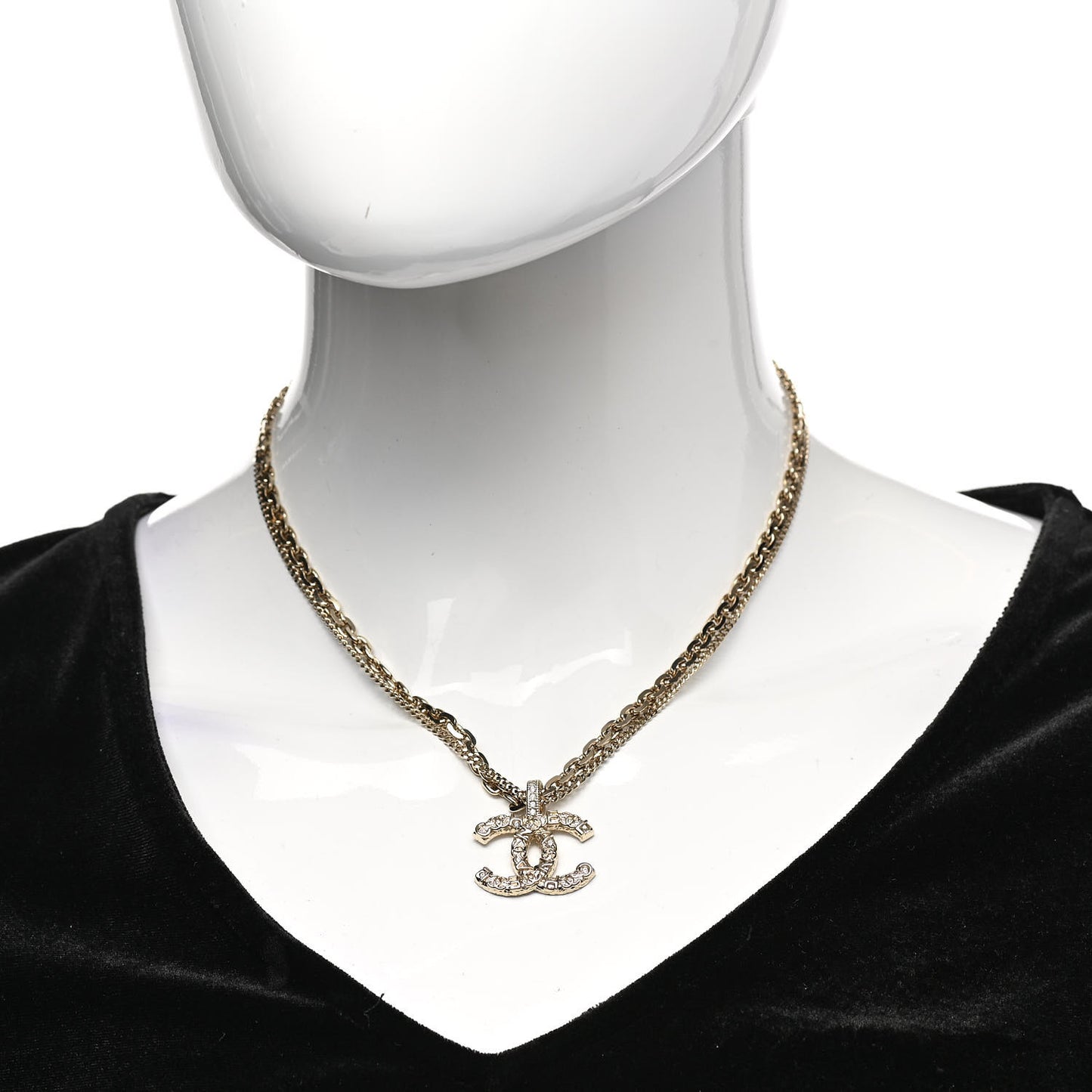 Crystal CC Multi Strand Chain Necklace Gold