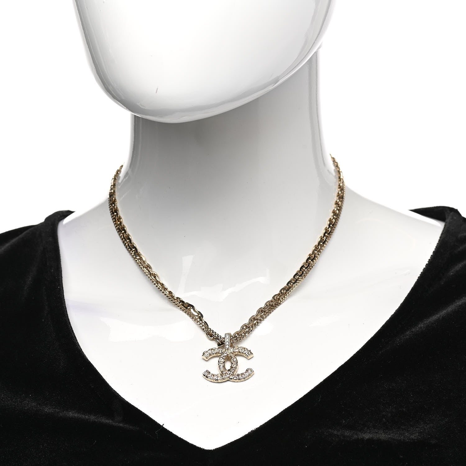 Chanel Crystal CC Multi Strand Chain Necklace Gold 2 of 7
