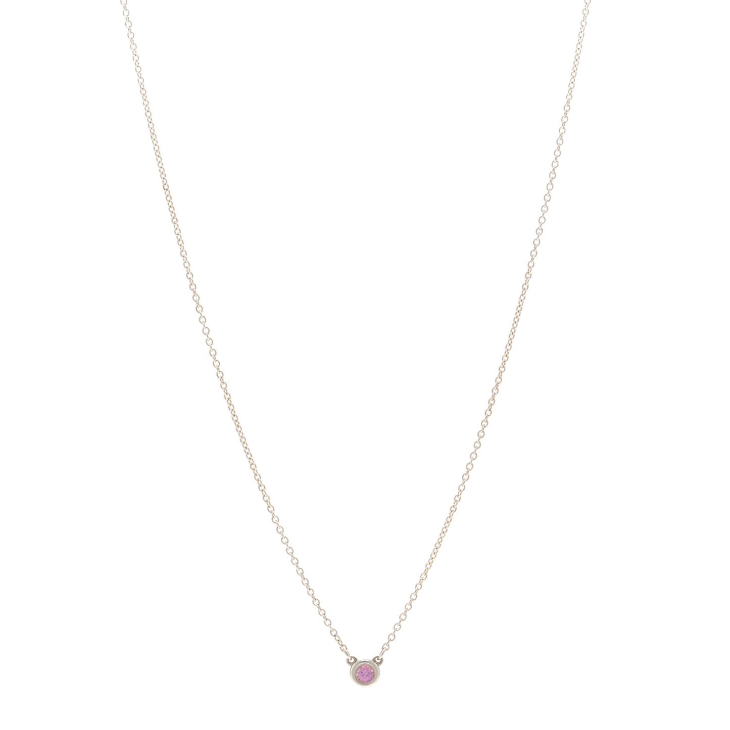 Sterling Silver Pink Sapphire .08ct Elsa Peretti Color By The Yard Necklace