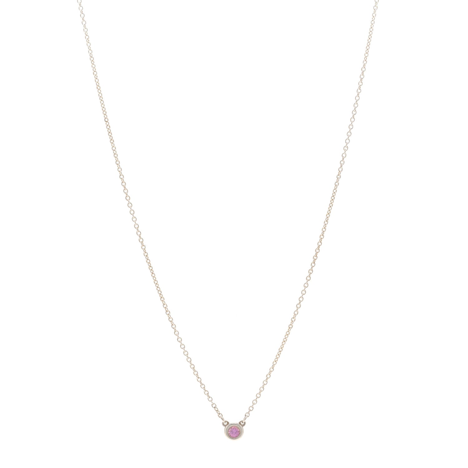 Tiffany Sterling Silver Pink Sapphire .08ct Elsa Peretti Color By The Yard Necklace 1 of 4