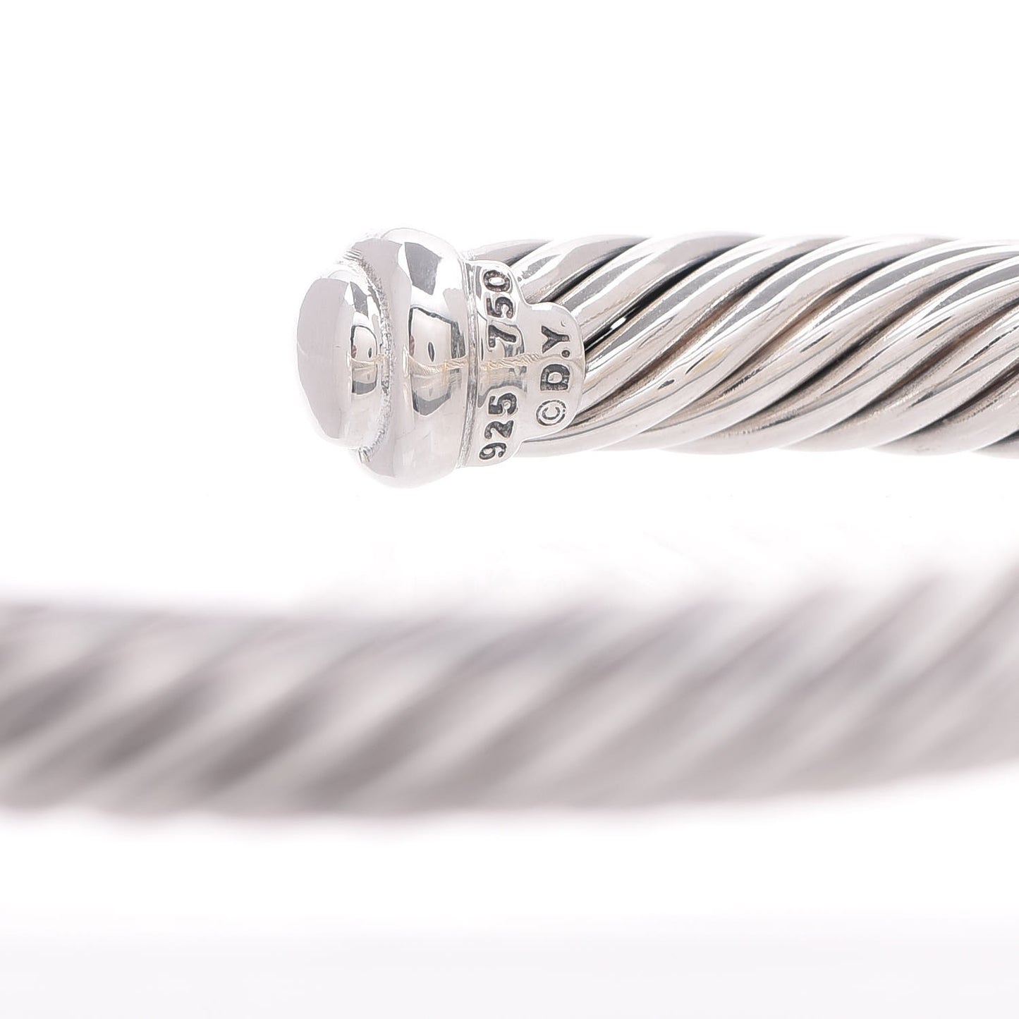 Sterling Silver 18K Yellow Gold Diamond 7mm Cable Classics Station Bracelet