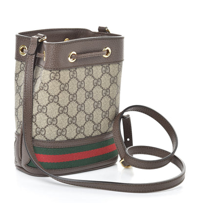 Gucci GG Supreme Monogram Web Mini Ophidia Bucket Bag Brown 3 of 10