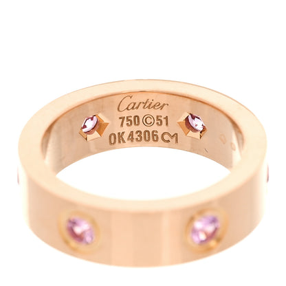 Cartier 18K Pink Gold 6 Pink Sapphire 5.5mm LOVE Ring 51 5.75 4 of 5