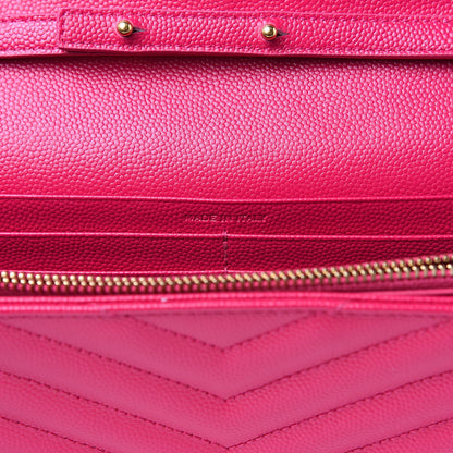 Saint Laurent Grain De Poudre Matelasse Chevron Monogram Chain Wallet Bubblegum 6 of 11