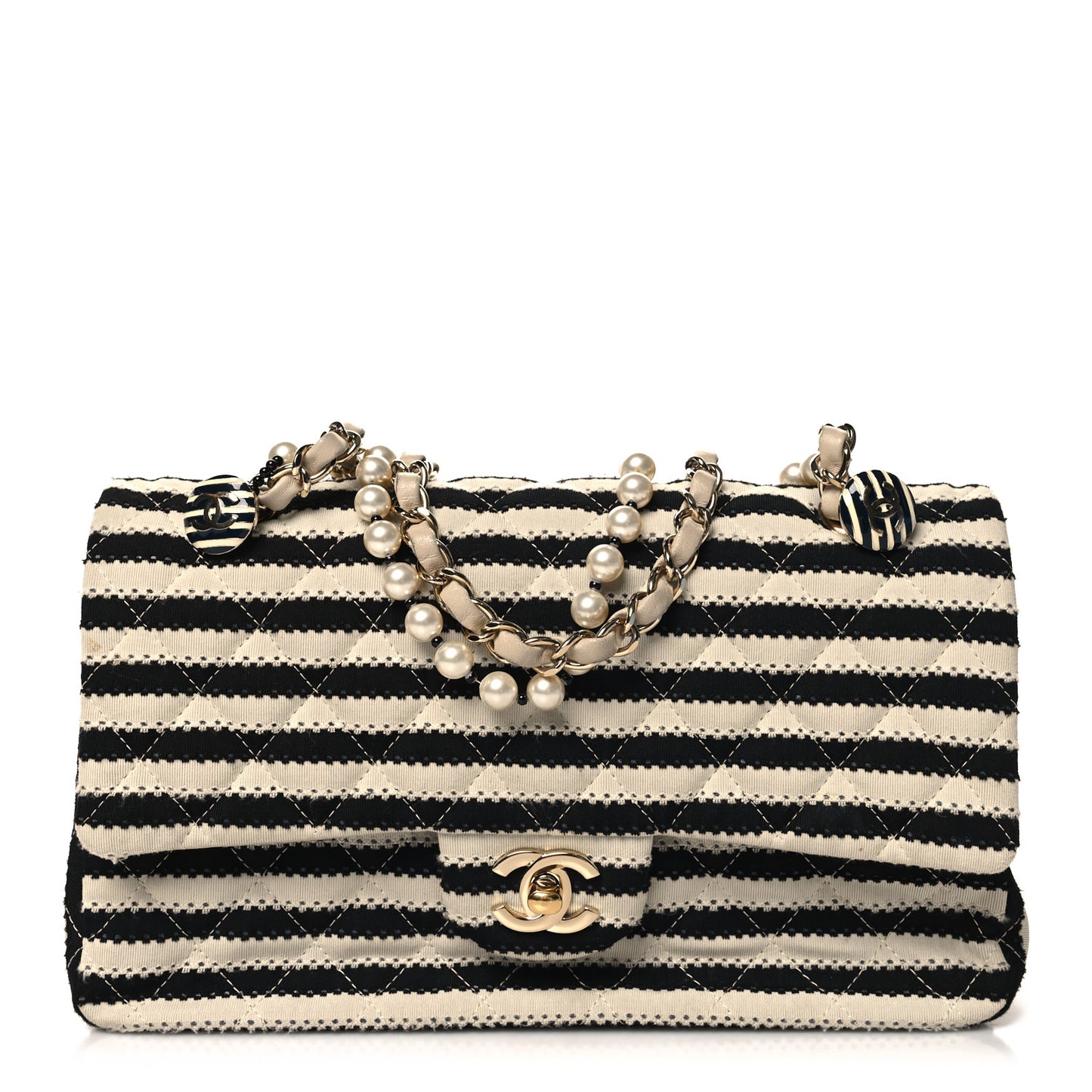 Jersey Quilted Medium Coco Sailor Flap Black White