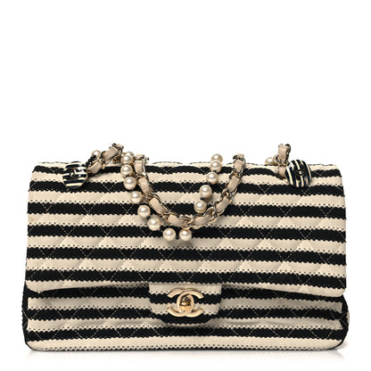 Chanel Jersey Quilted Medium Coco Sailor Flap Black White 1 of 12