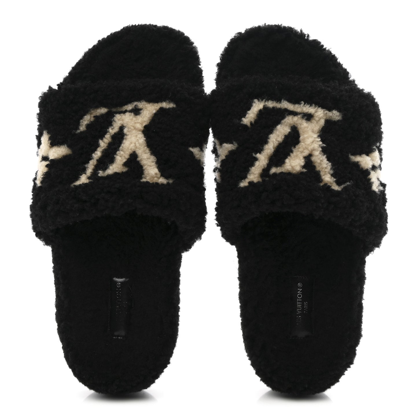Shearling Monogram Giant Paseo Flat Comfort Mule 39 Black