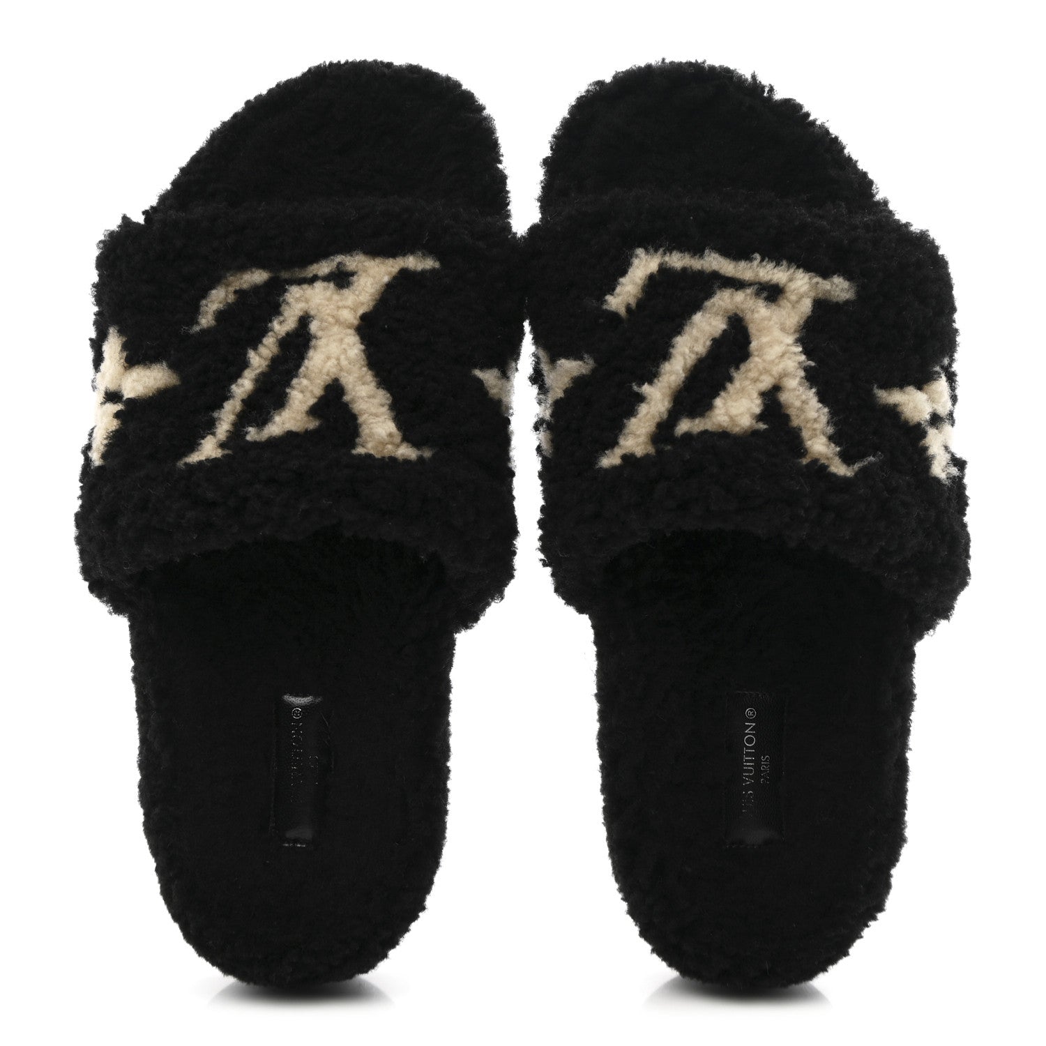 Louis Vuitton Shearling Monogram Giant Paseo Flat Comfort Mule 39 Black 2 of 9
