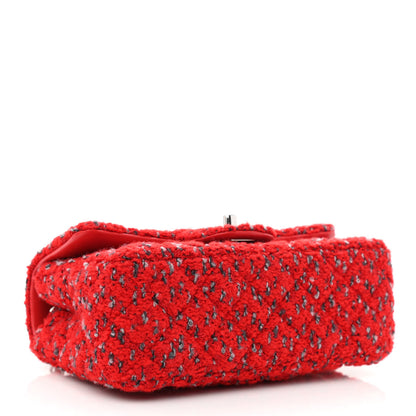 Chanel Tweed Quilted Mini Rectangular Flap Red Grey 4 of 10