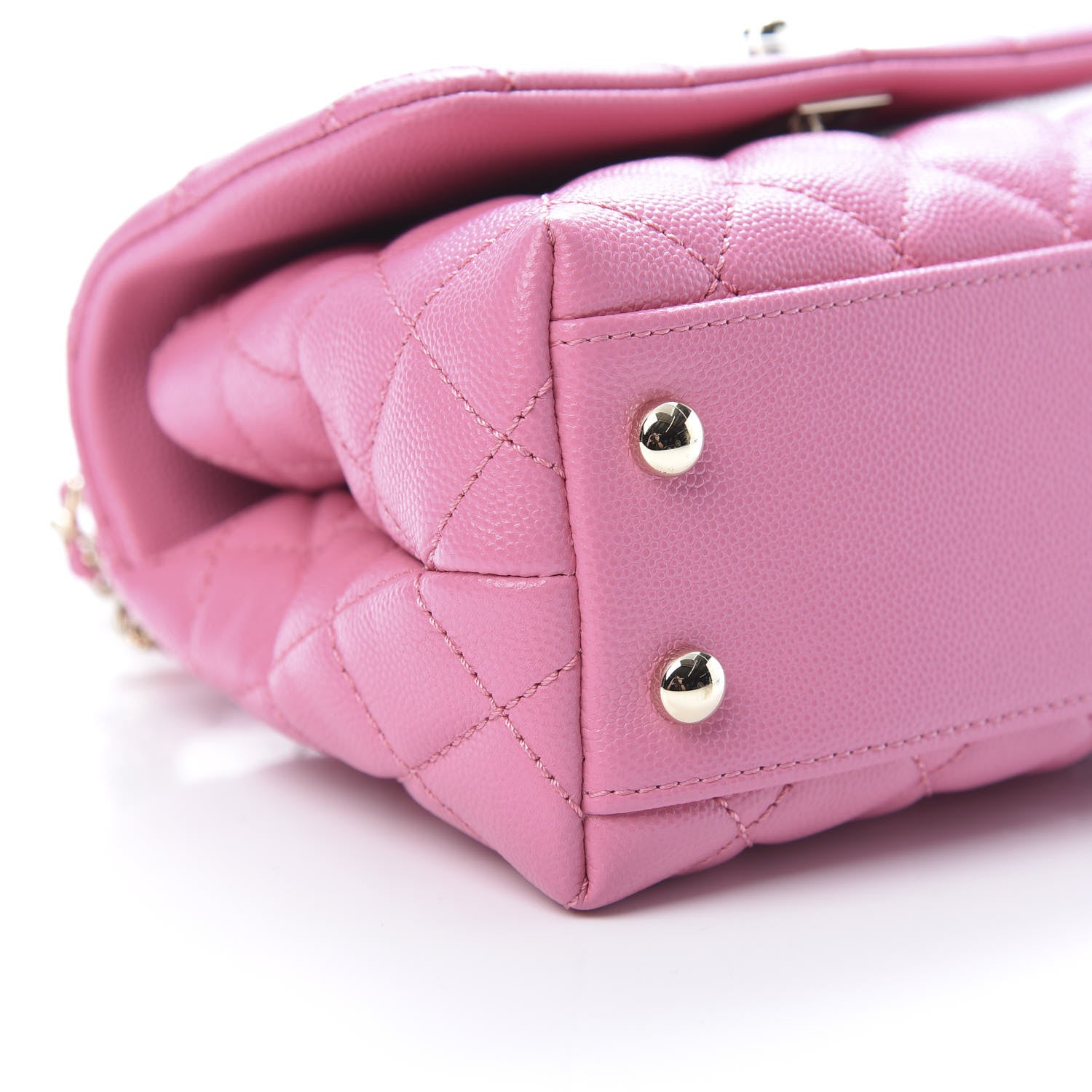 Chanel Caviar Quilted Lizard Embossed Extra Mini Coco Handle Flap Pink 9 of 10