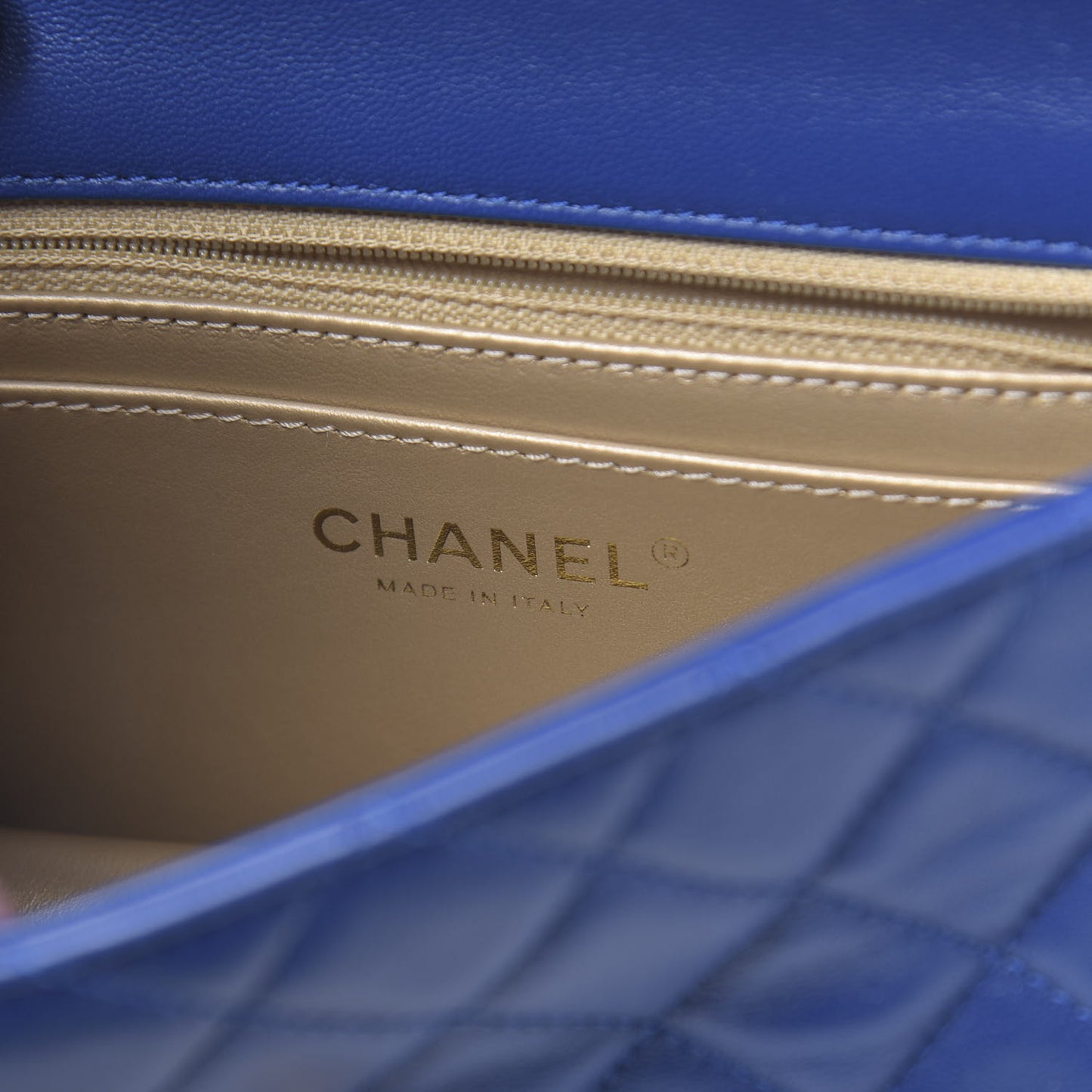 Lambskin Quilted Mini Rectangular Pearl Crush Flap Blue