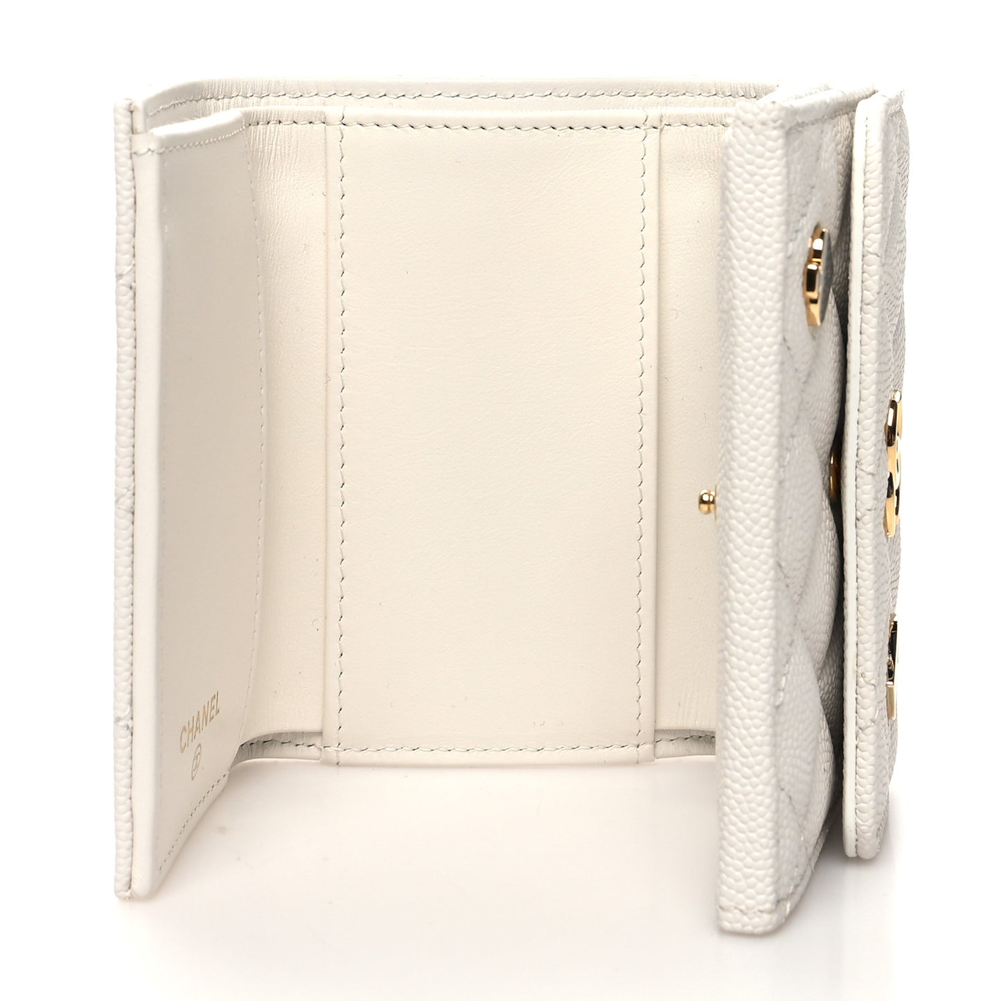Caviar Quilted Enamel Coco Casino Double Flap Wallet White