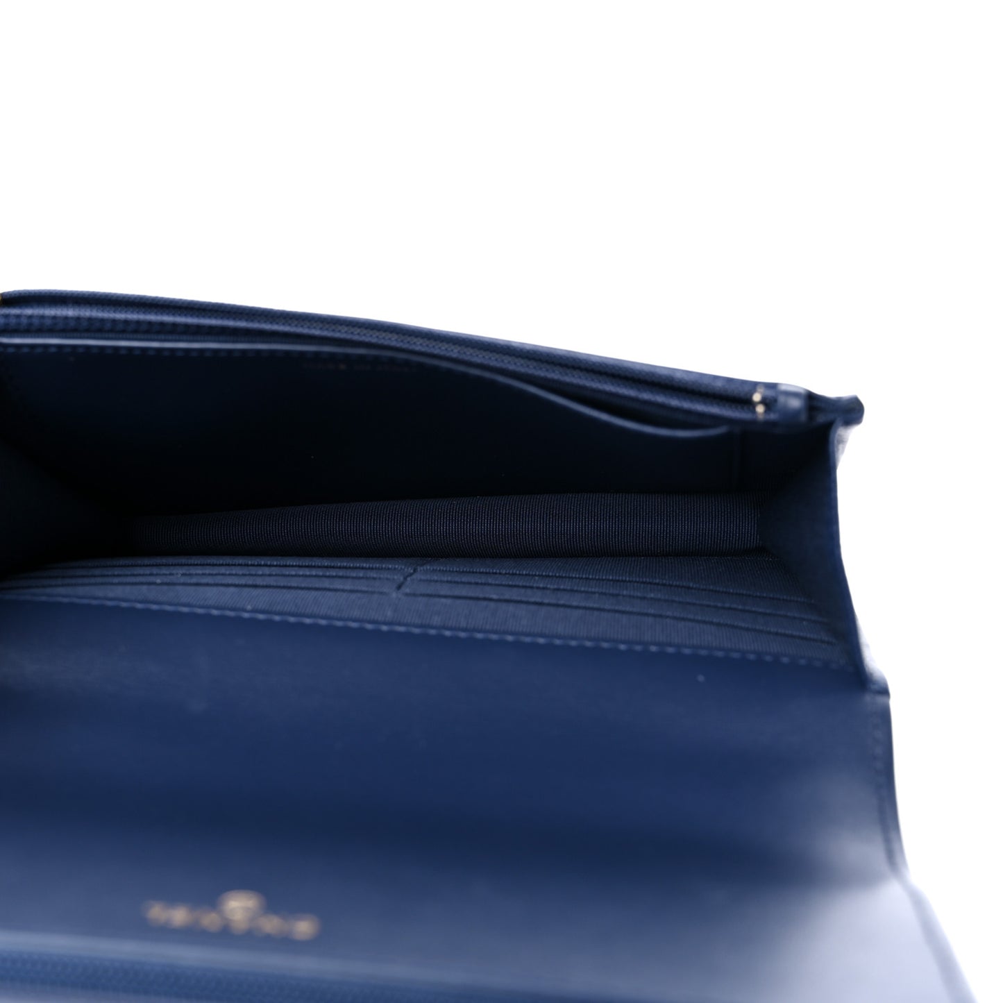 Caviar Quilted Pocket Clutch With Chain WOC Navy Blue