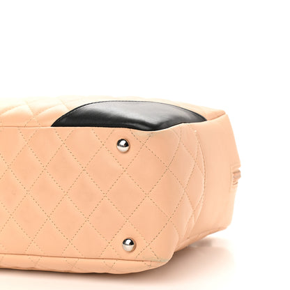 Chanel Calfskin Quilted Large Cambon Bowler Beige Black 9 of 12