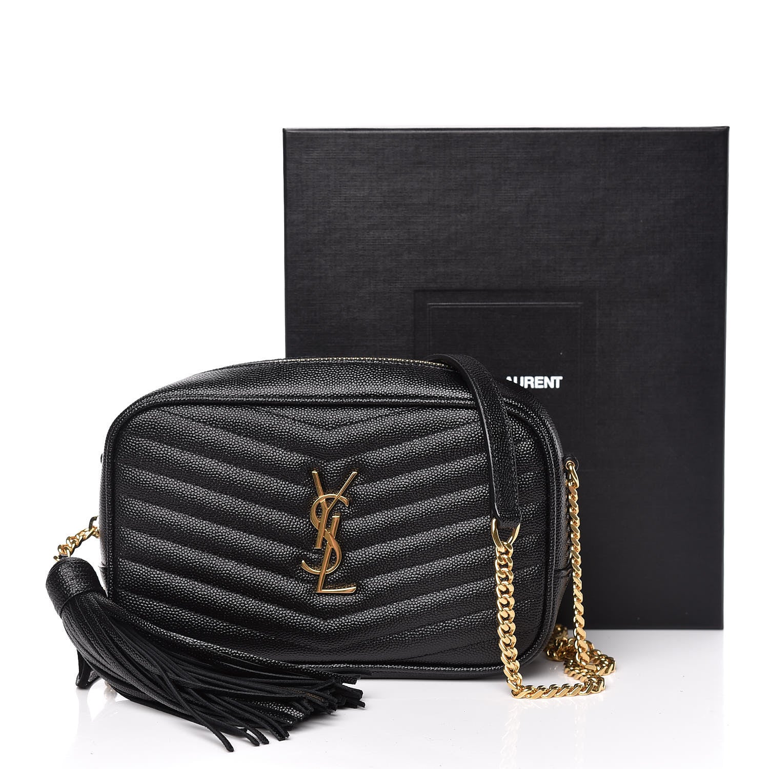 Saint Laurent Grain De Poudre Matelasse Monogram Mini Lou Camera Bag Black 9 of 9