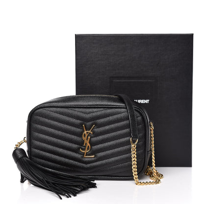 Saint Laurent Grain De Poudre Matelasse Monogram Mini Lou Camera Bag Black 9 of 9