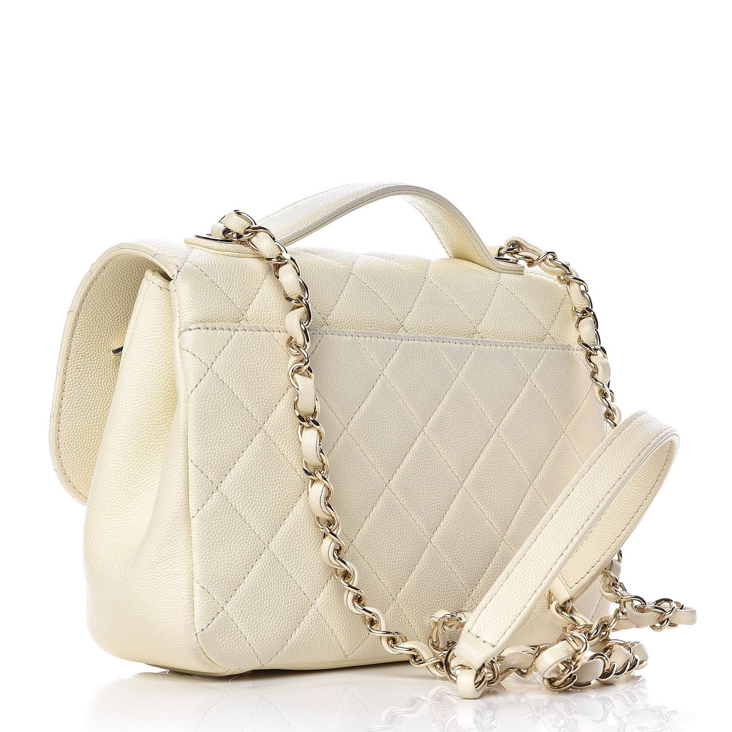 Caviar Quilted Medium Business Affinity Flap Ivory