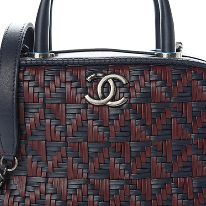 Chanel Calfskin Woven Bowling Bag Navy Blue 11 of 11
