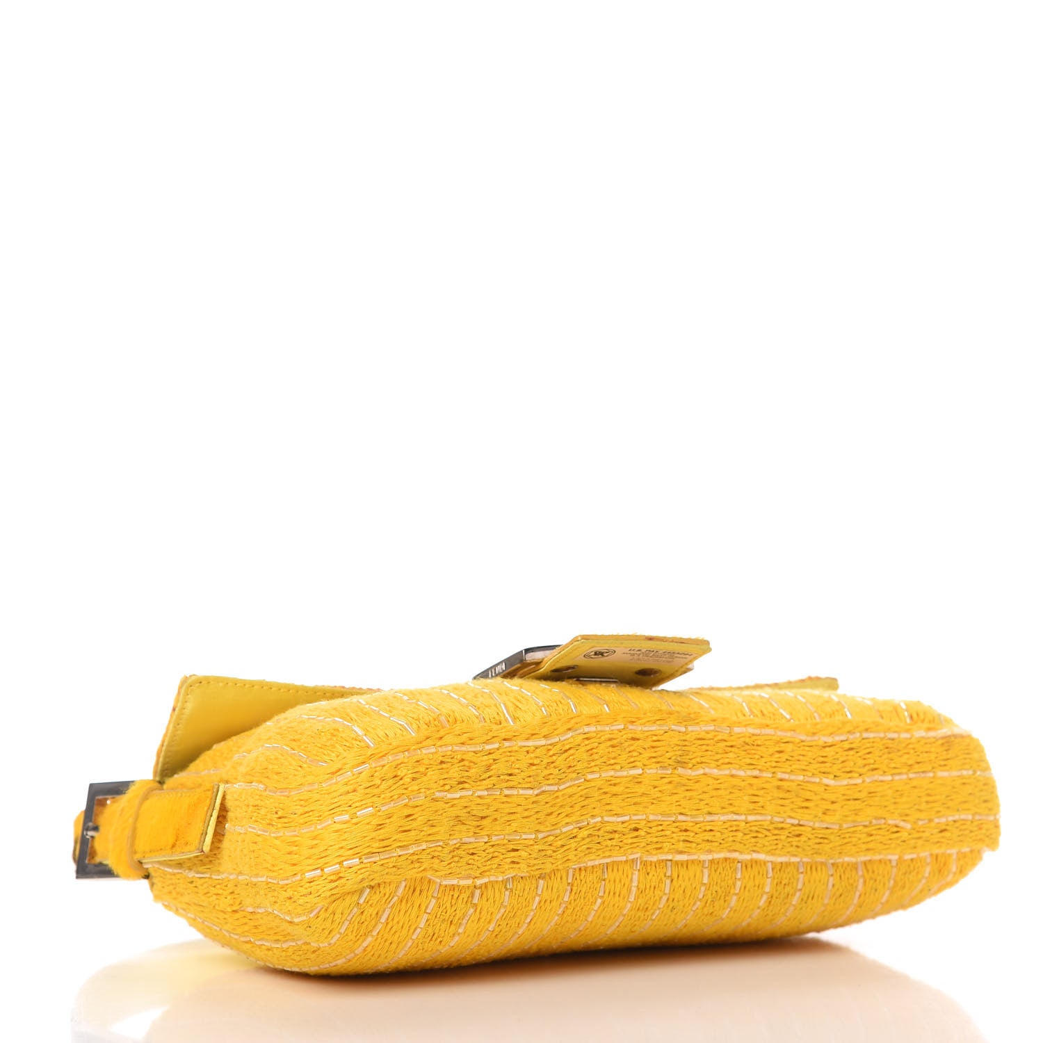Fendi Knit Calf Hair Beaded Baguette Yellow 4 of 10