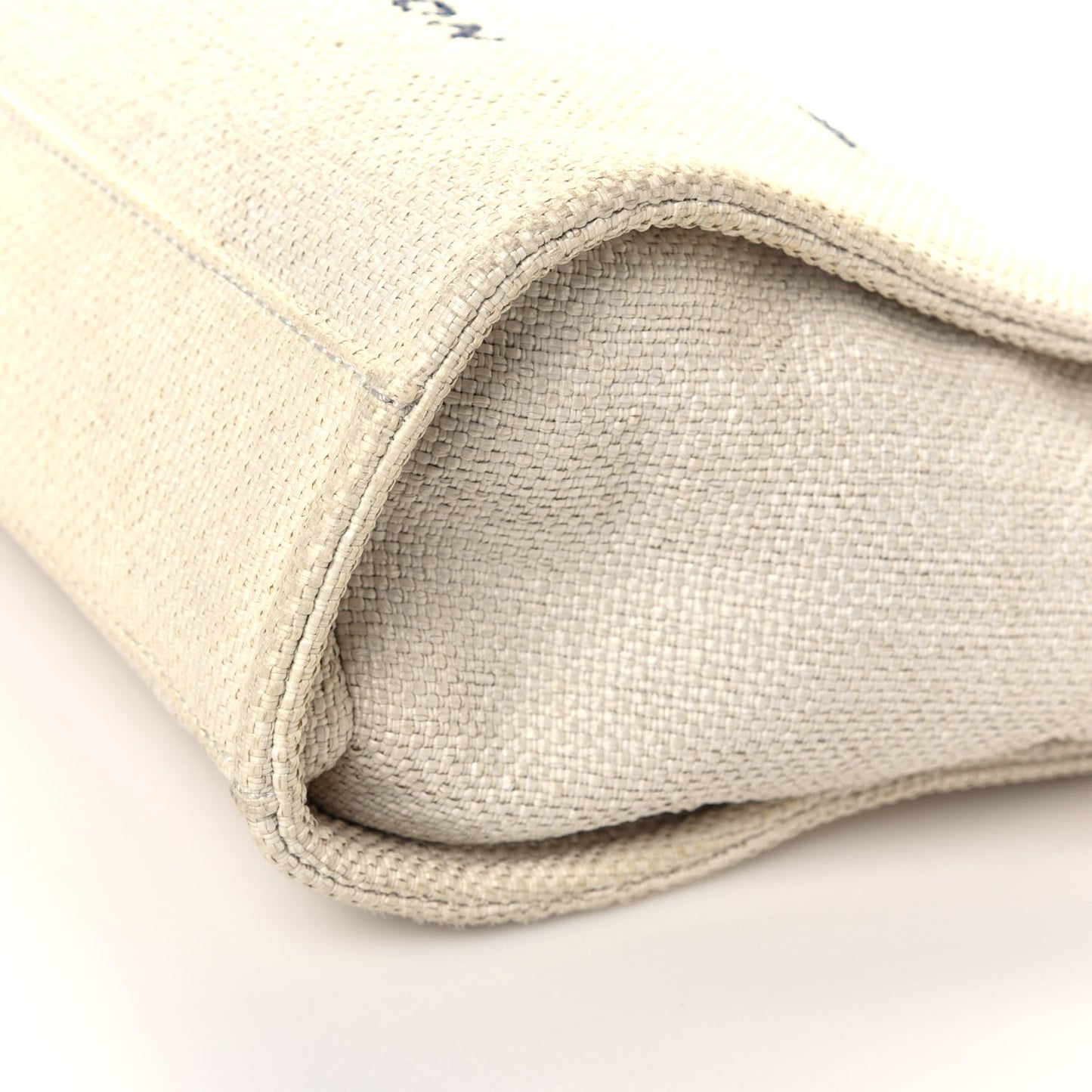 Woven Straw Raffia Small Deauville Tote White Navy