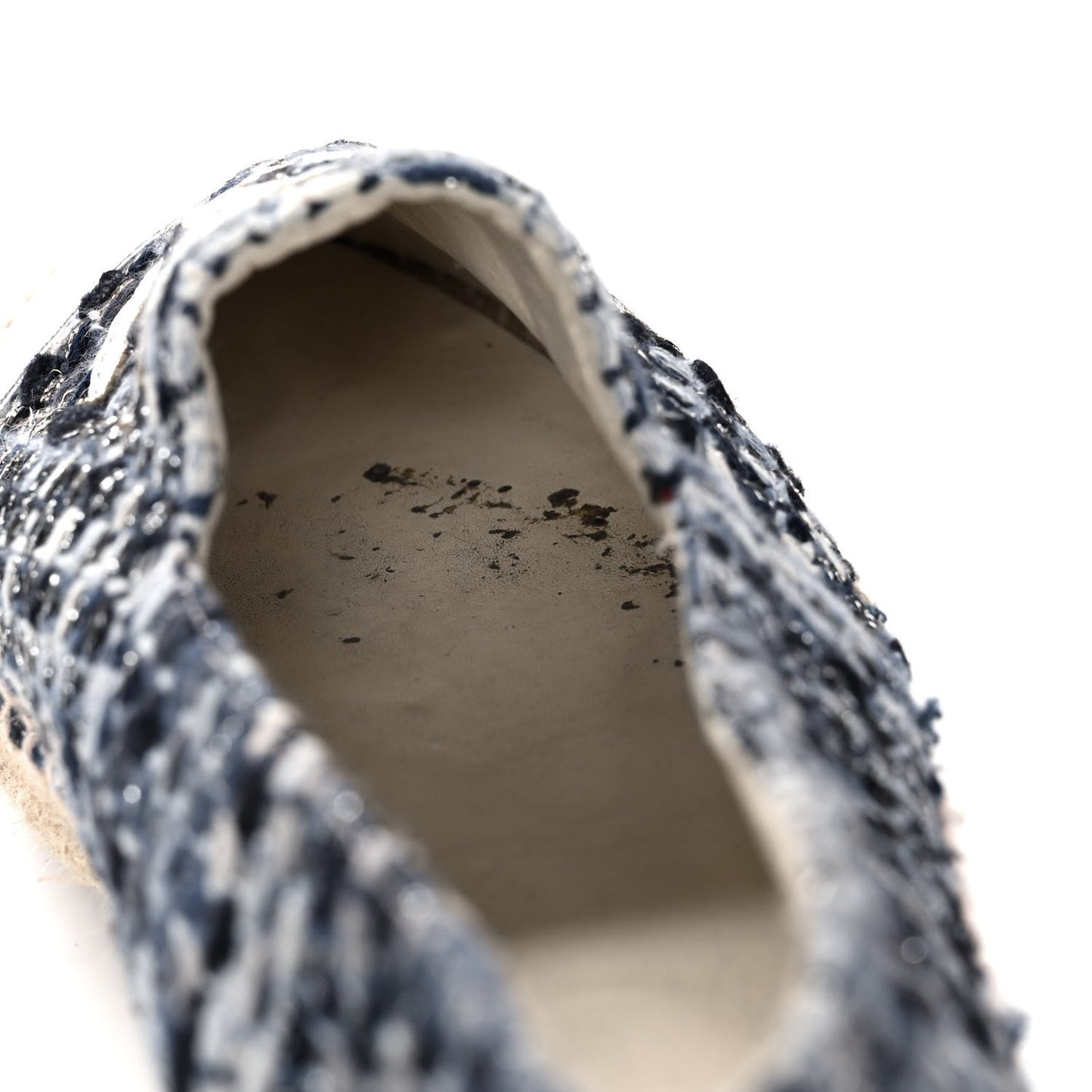 Metallic Tweed Lambskin CC Espadrilles 42 Blue Black Silver