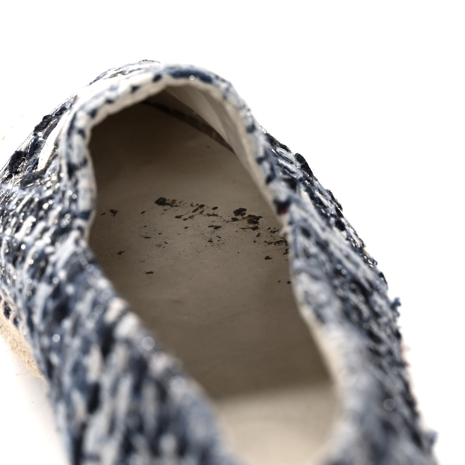 Chanel Metallic Tweed Lambskin CC Espadrilles 42 Blue Black Silver 11 of 11