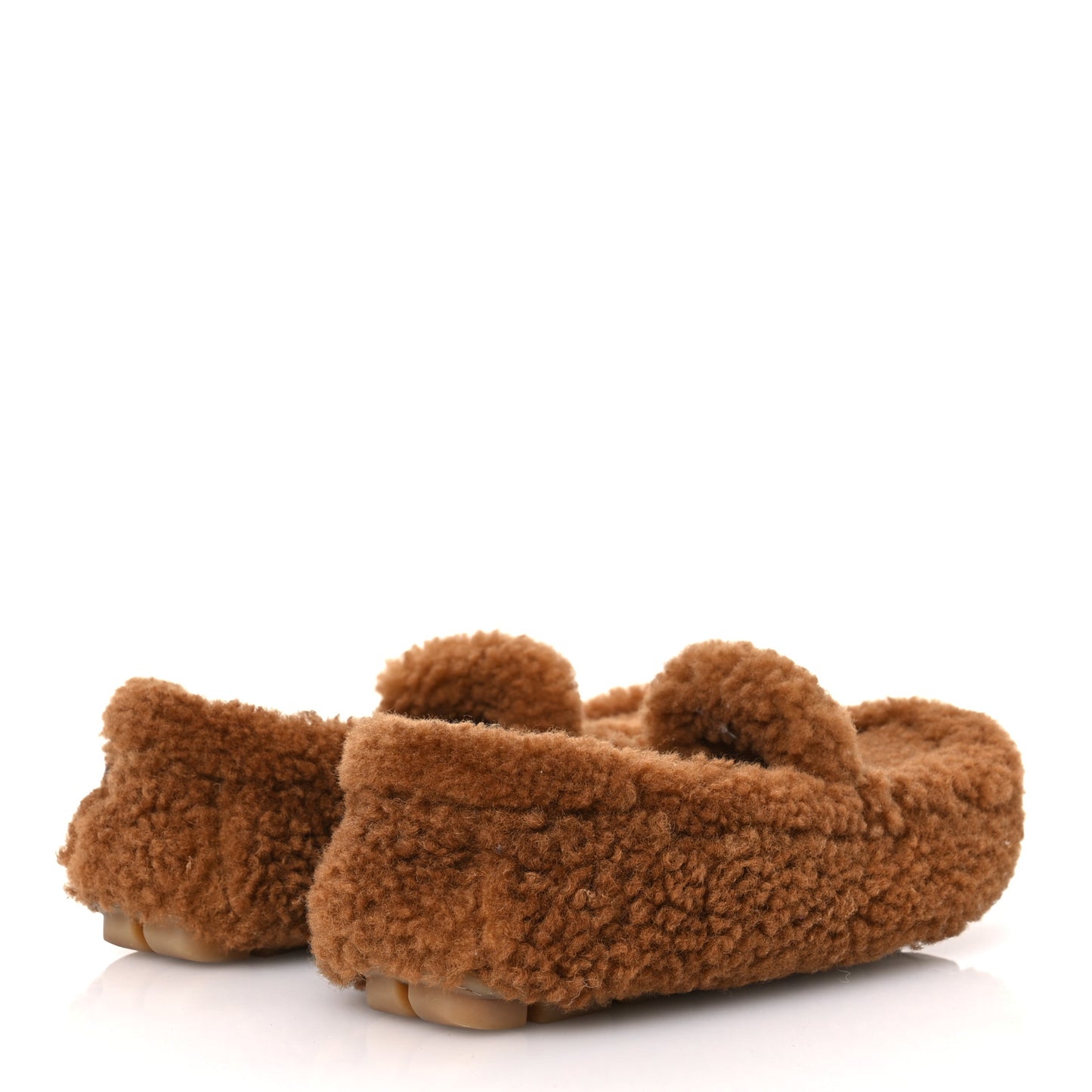 Shearling Metal Triangle Logo Driving Loafer 36.5 Brown