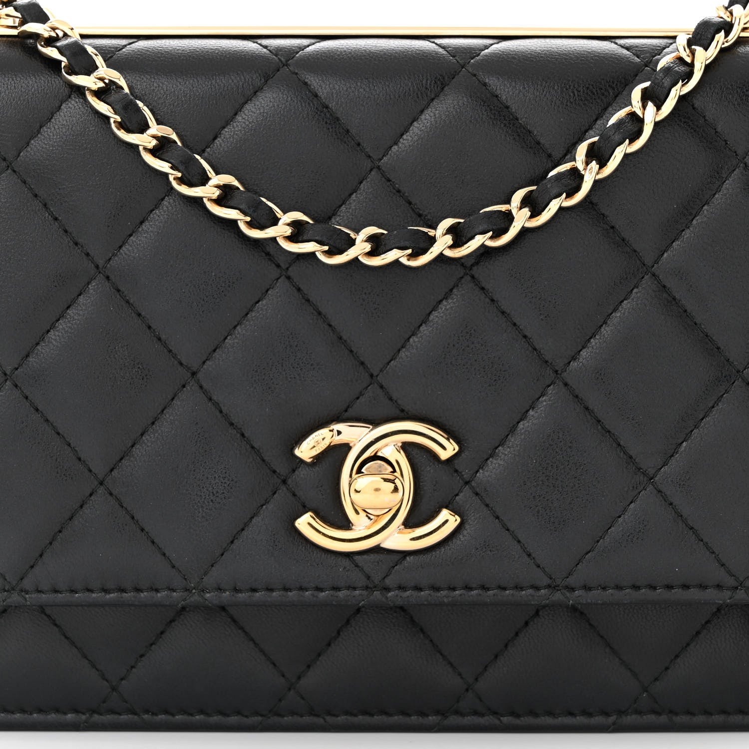 Chanel Lambskin Quilted Trendy CC Wallet On Chain WOC Black 9 of 12