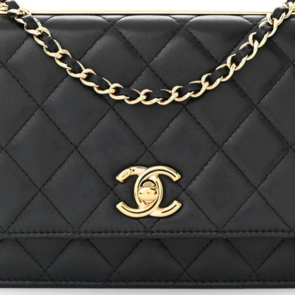 Chanel Lambskin Quilted Trendy CC Wallet On Chain WOC Black 9 of 12