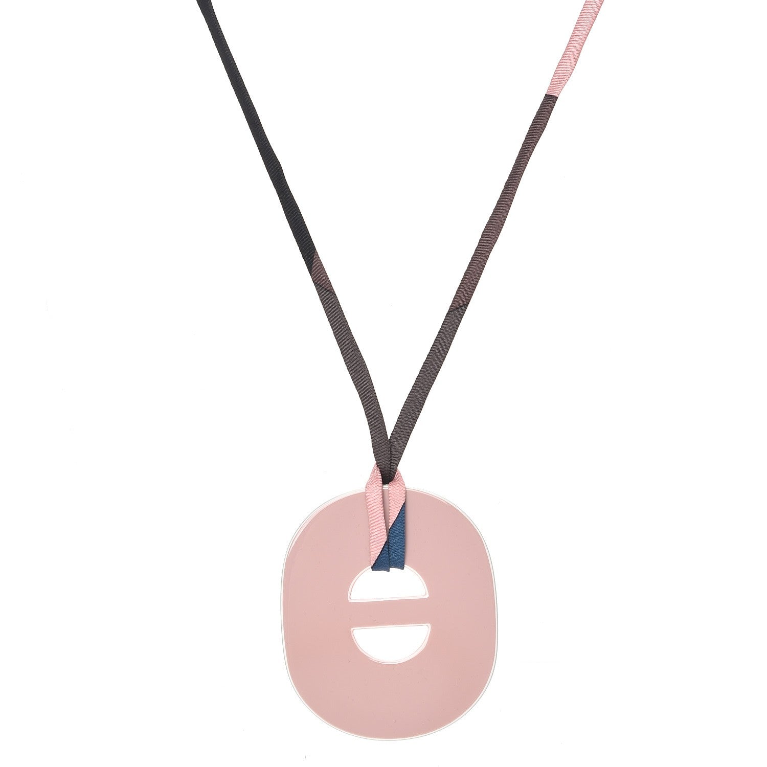 Hermes Lacquered Wood Fidelio Pigment Necklace Rose Cameo Blanc Argile 1 of 5