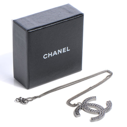 Chanel Crystal Large CC Necklace Silver Black 4 of 4