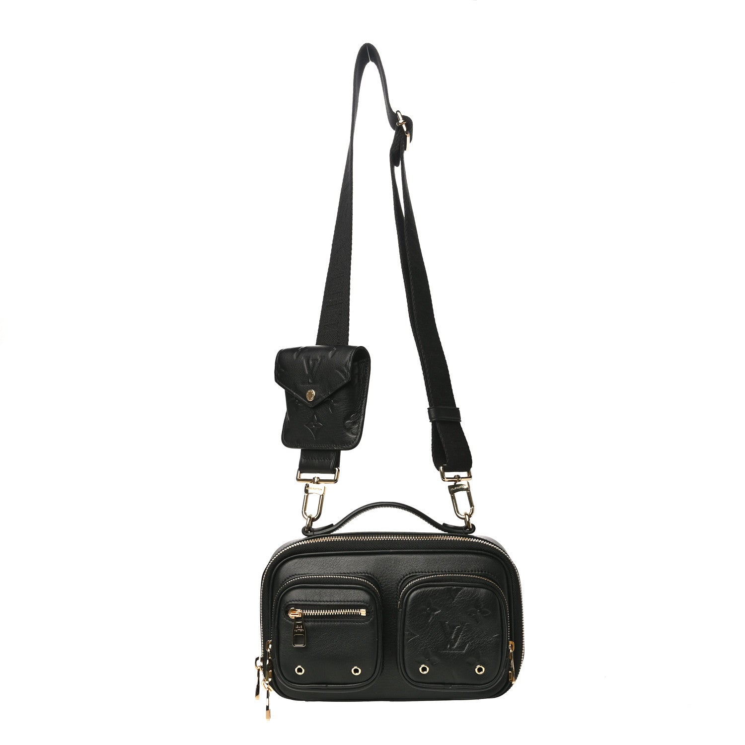 Louis Vuitton Calfskin Monogram Embossed Utility Crossbody Black 1 of 12