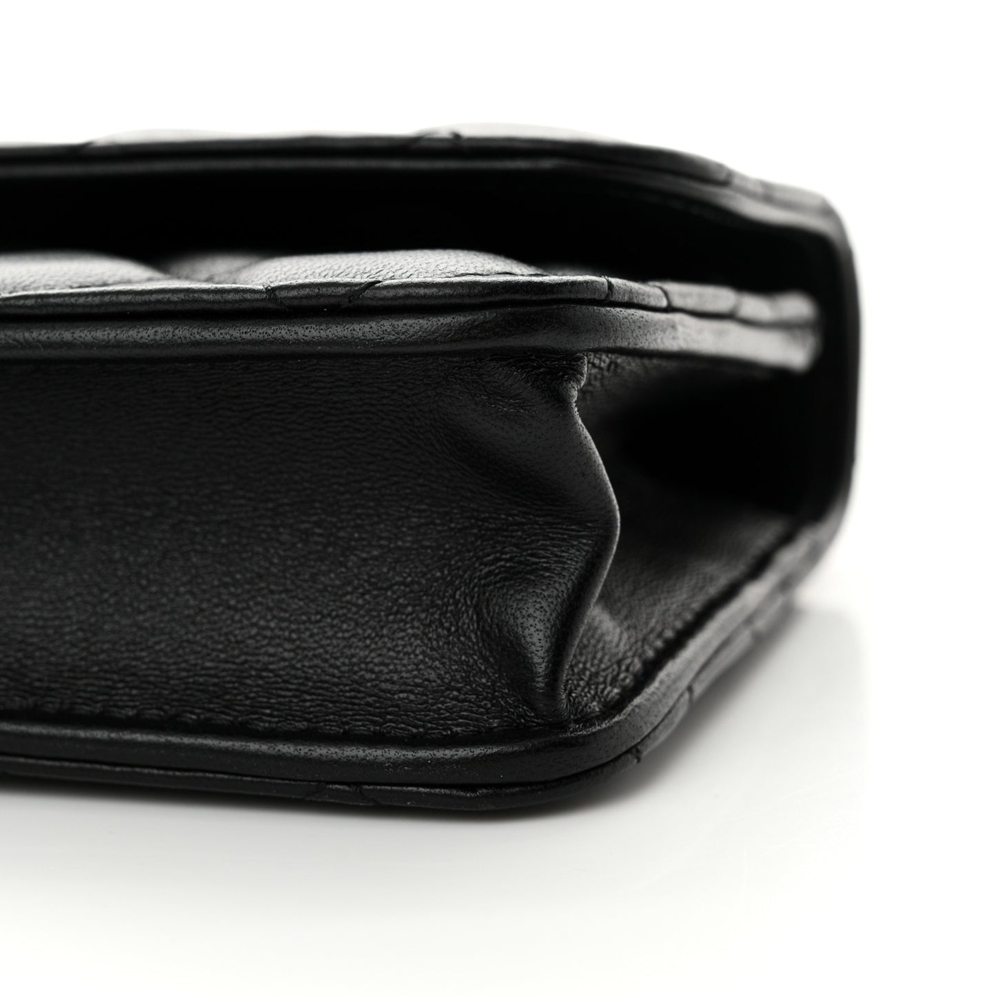 Lambskin Quilted Sweet Camellia Flap Phone Holder With Chain Black