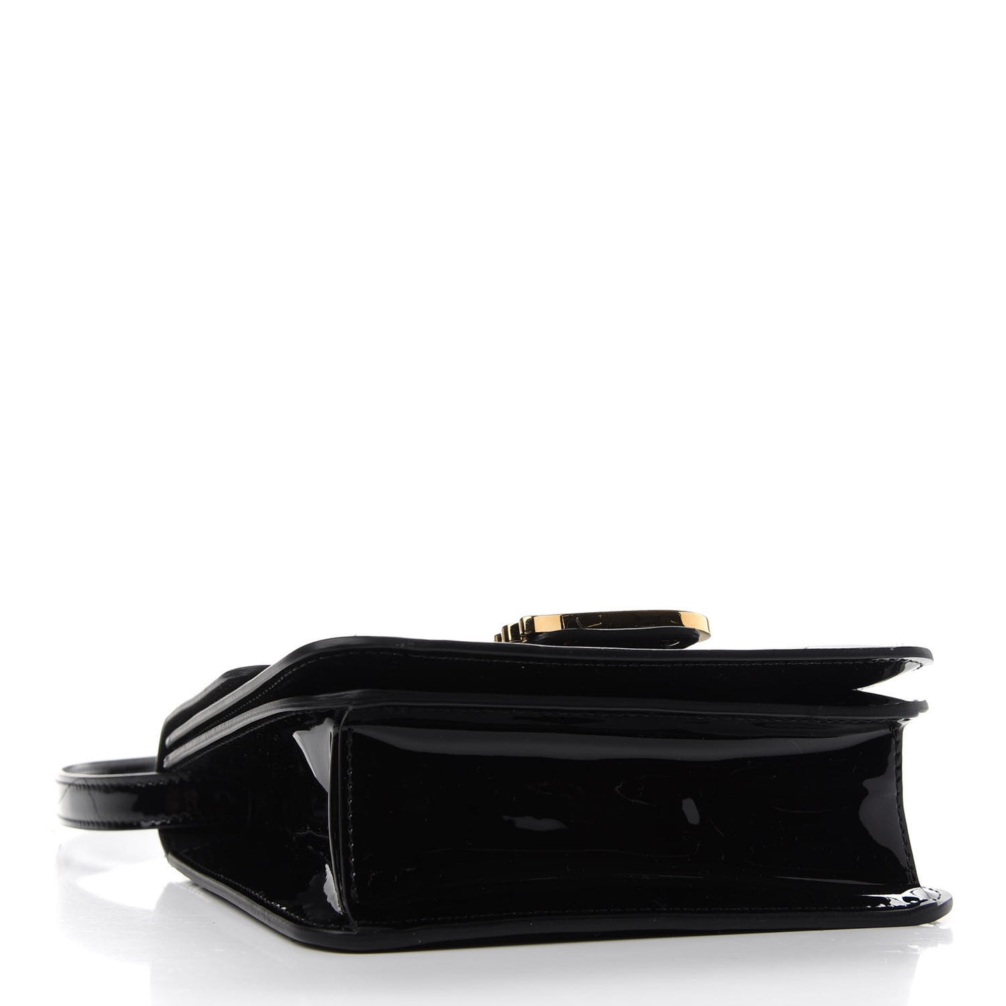 Vitello Vernice Mou Karligraphy Crossbody Bag Black
