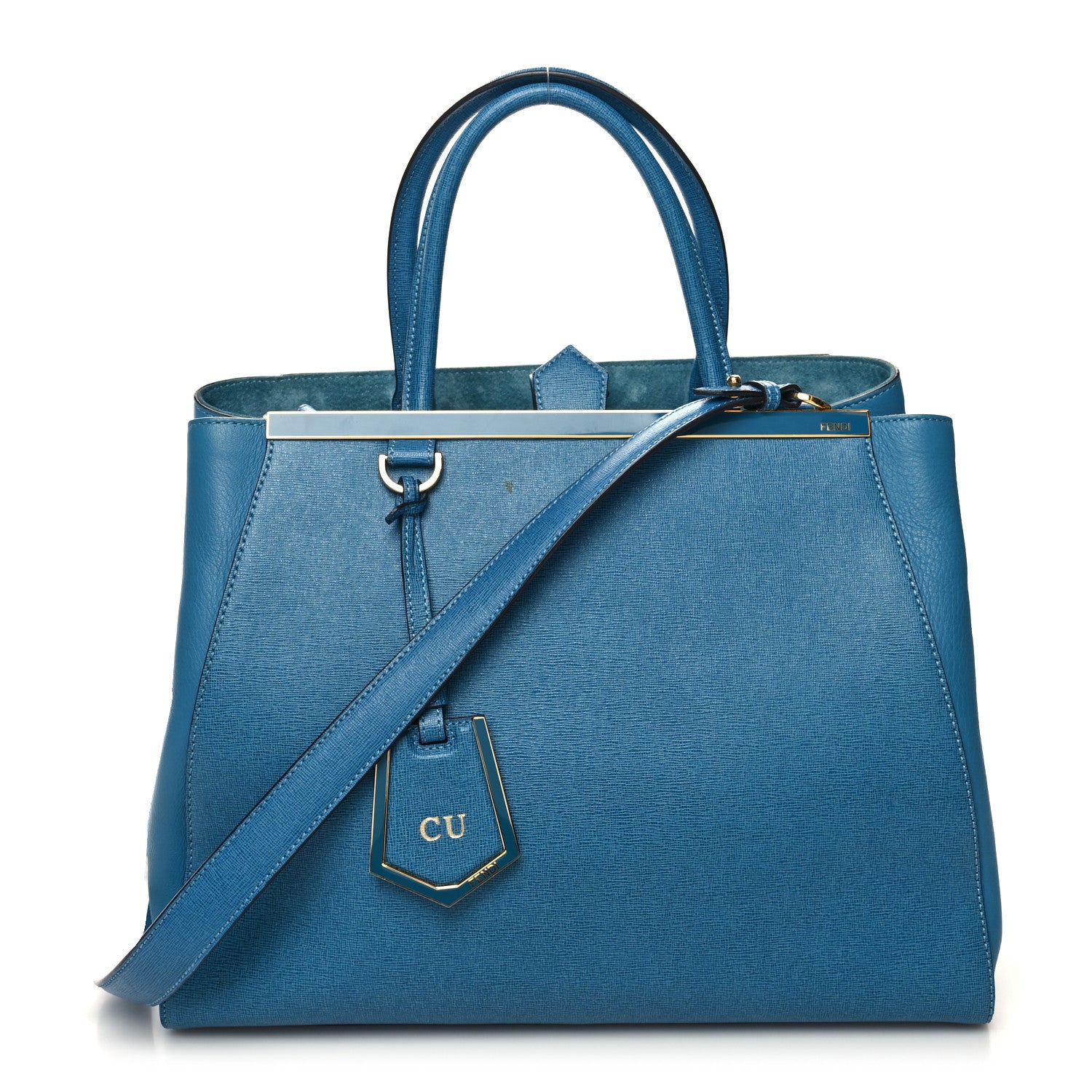 Fendi Vitello Elite Regular 2Jours Tote Blue Cobalto 1 of 12