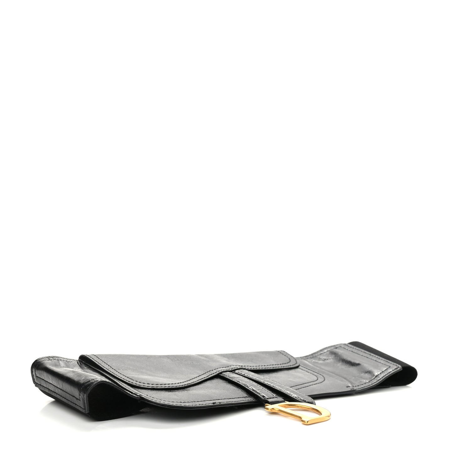 Crinkled Lambskin 135mm Saddle Belt Black