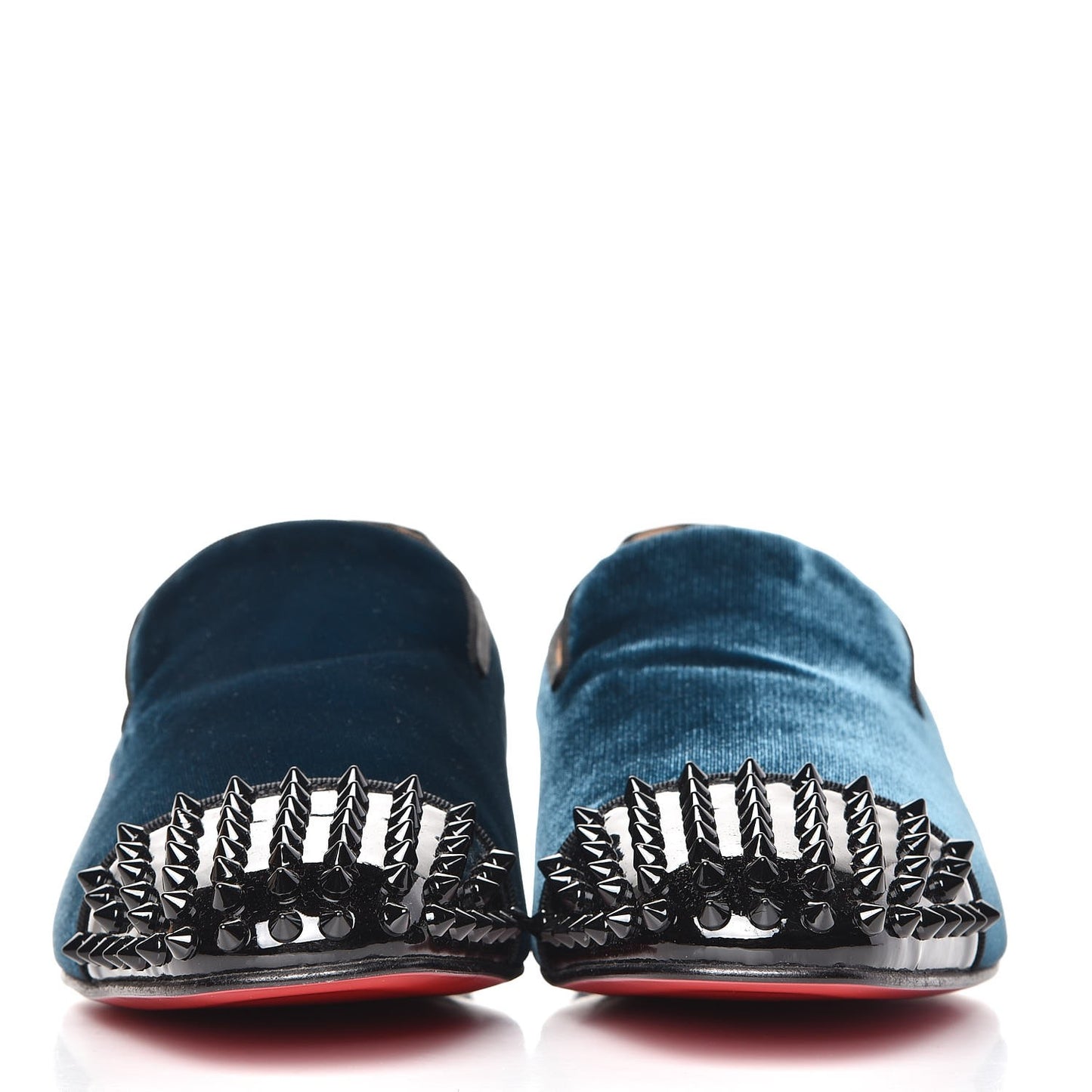 Mens Patent Velvet Spooky Spike Flat Loafers 42 Black Peacock