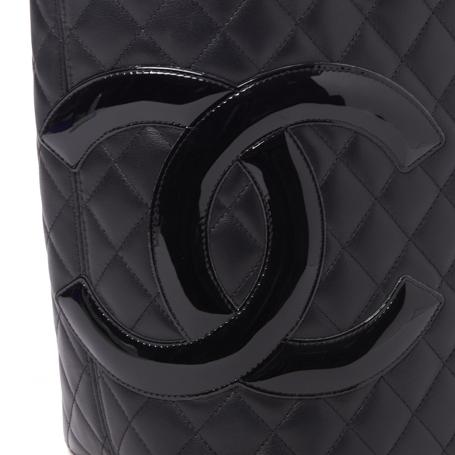 Calfskin Quilted Large Cambon Tote Black