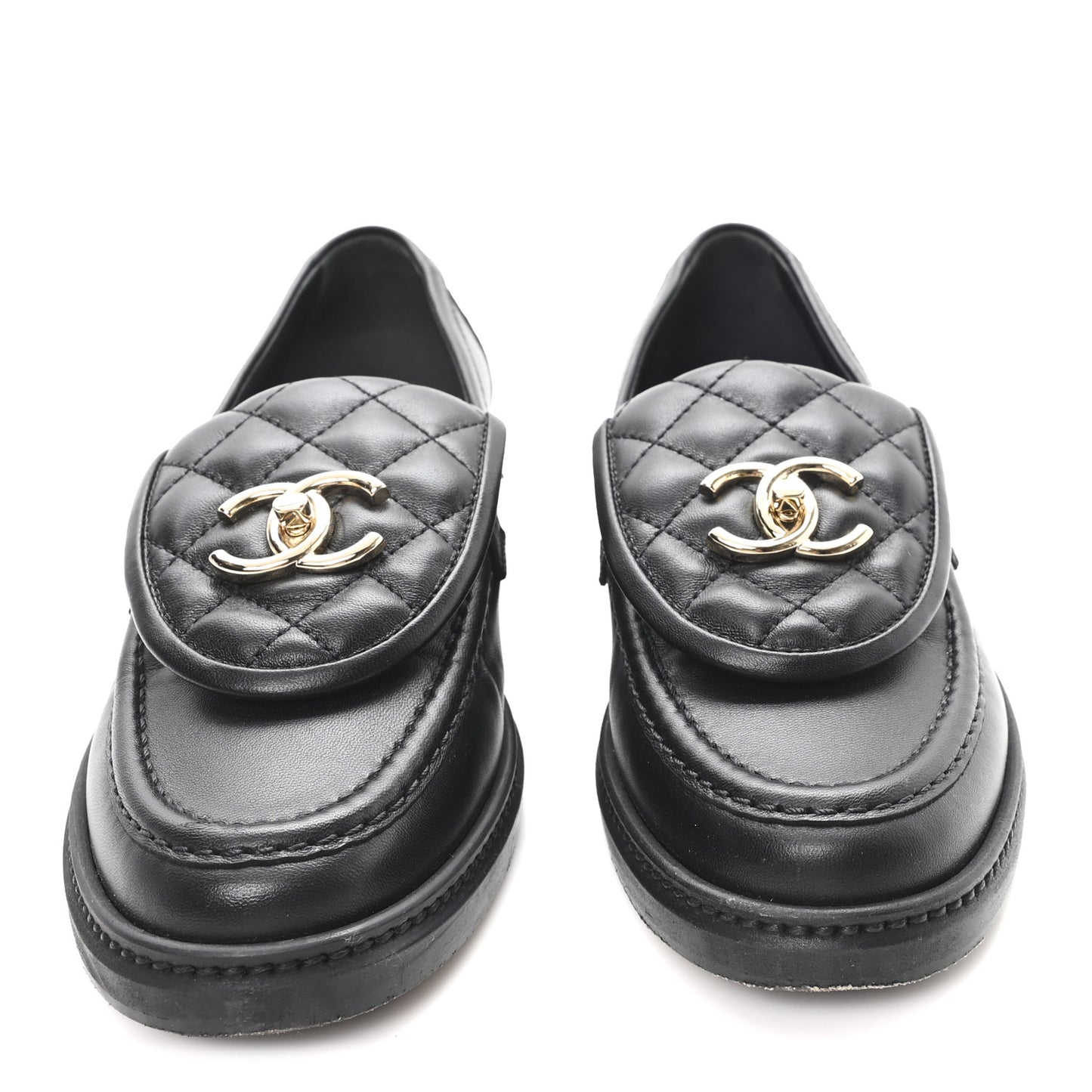 Lambskin Quilted CC Turnlock Loafers 36 Black