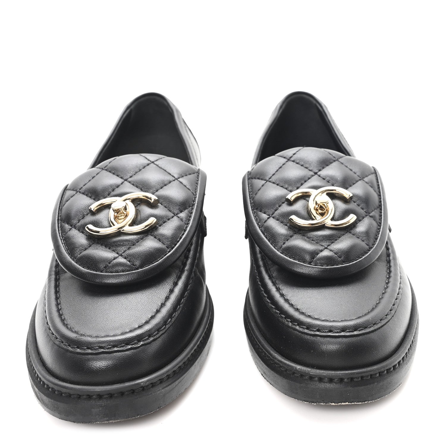 Chanel Lambskin Quilted CC Turnlock Loafers 36 Black 3 of 10