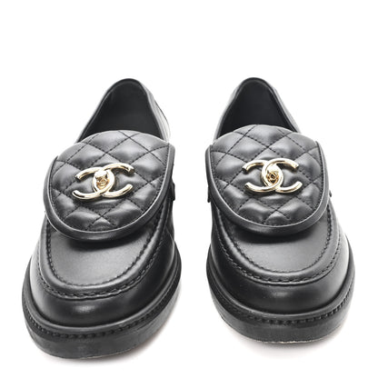 Chanel Lambskin Quilted CC Turnlock Loafers 36 Black 3 of 10