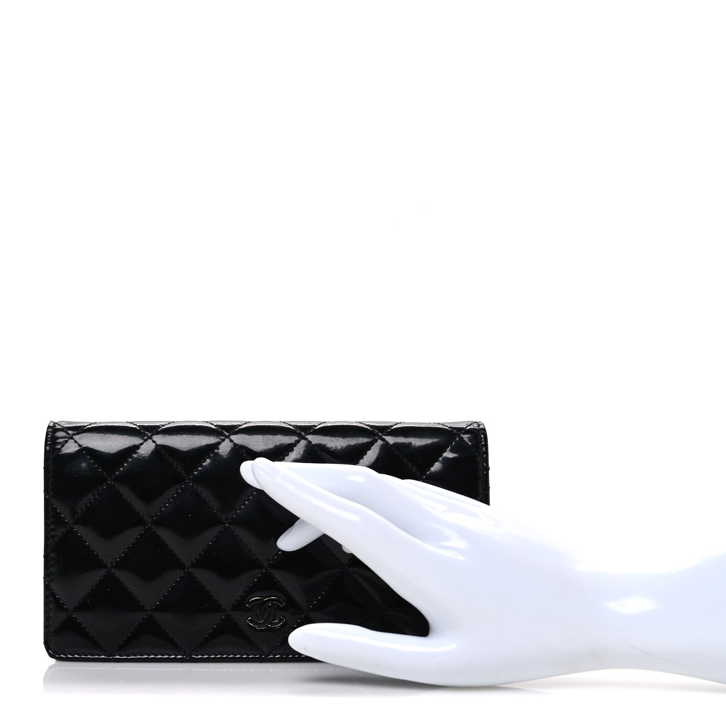 Patent Calfskin Quilted Yen Wallet So Black