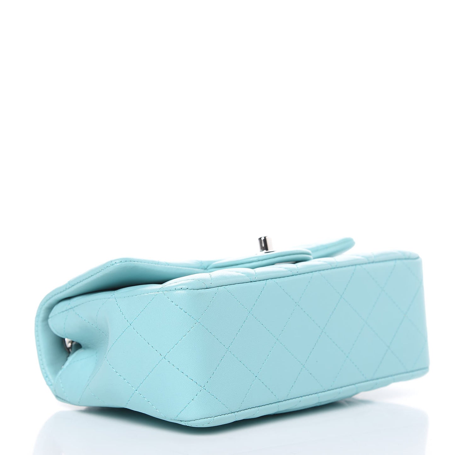 Lambskin Quilted Mini Rectangular Flap Light Blue