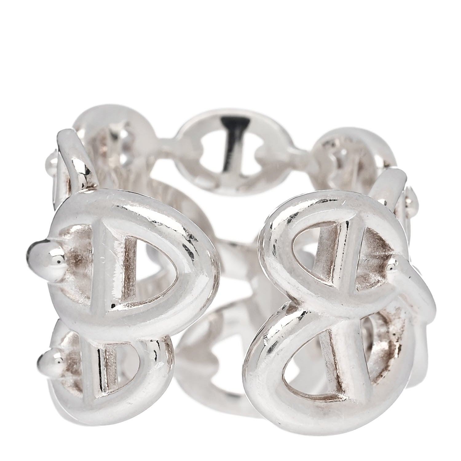 Hermes Sterling Silver GM Chaine d'Ancre Enchainee Band Ring 54 6.75 3 of 6