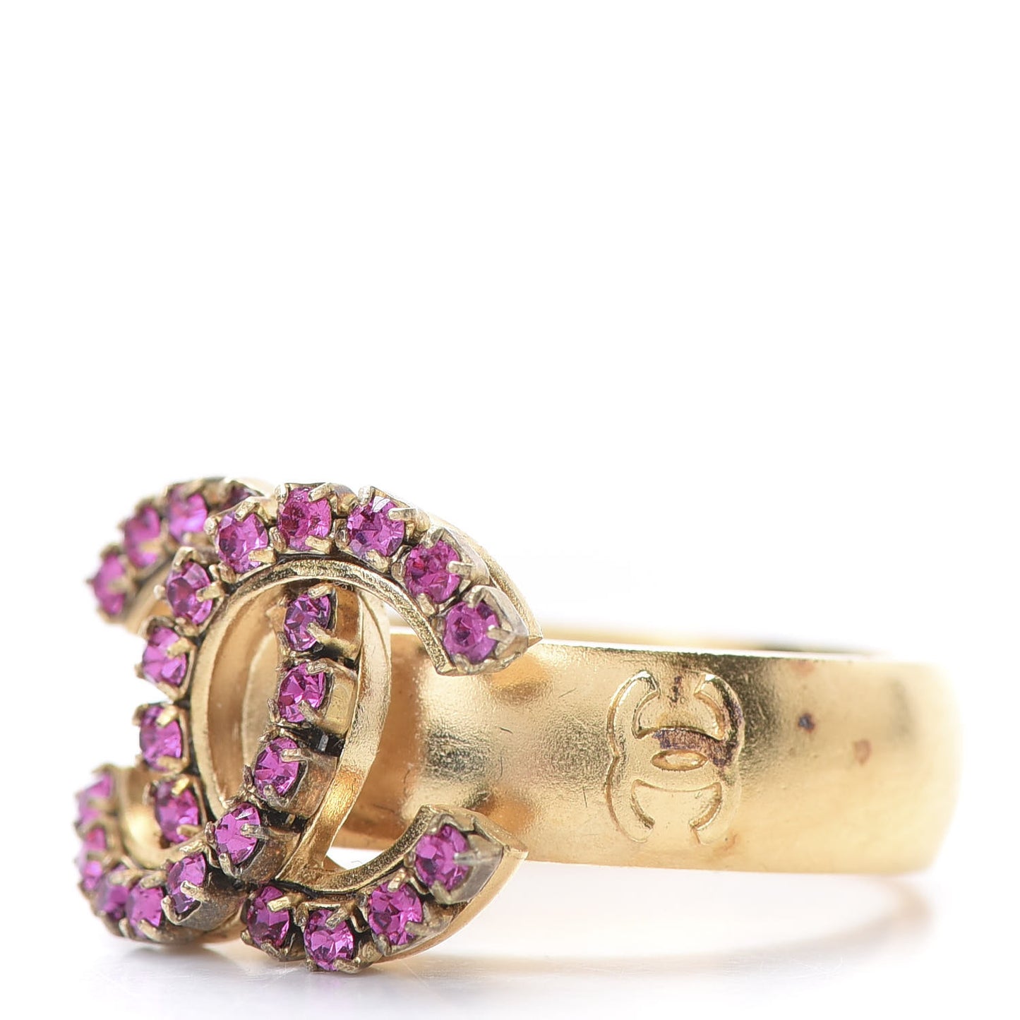 Crystal CC Ring 7 Gold Pink