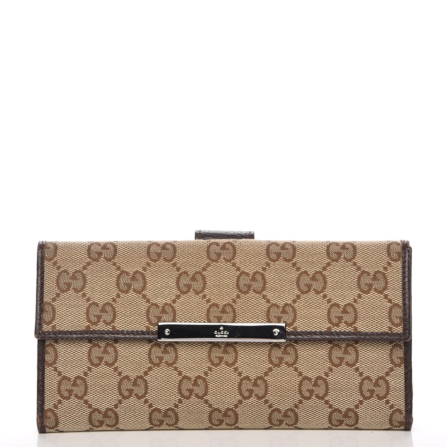 Monogram Metal Bar Continental Flap Wallet Beige Ebony Dark Brown