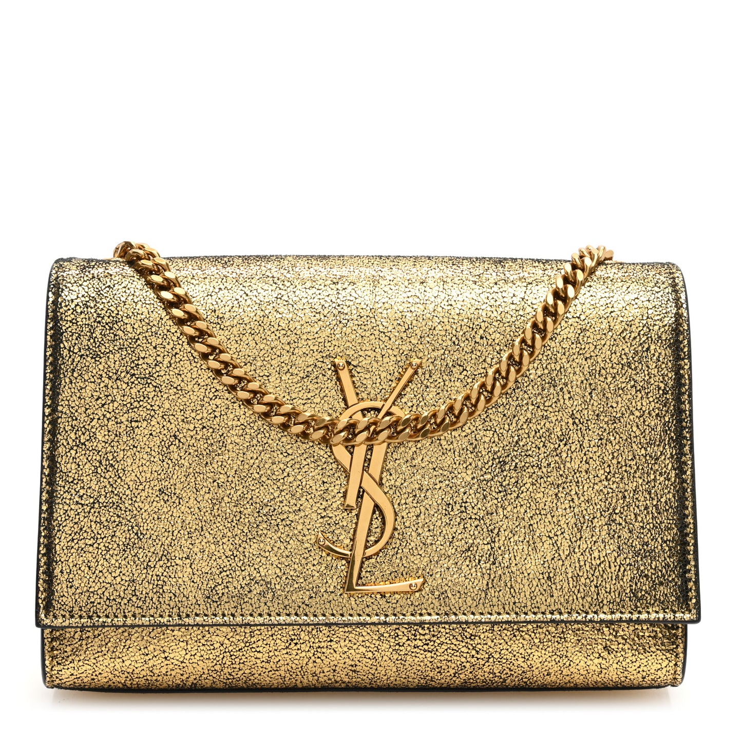 Metallic Calfskin Small Classic Monogram Kate Satchel Oro