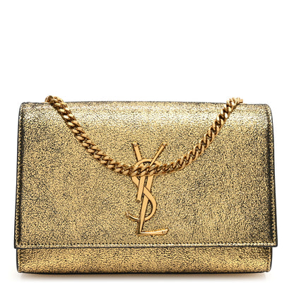 Saint Laurent Metallic Calfskin Small Classic Monogram Kate Satchel Oro 1 of 9